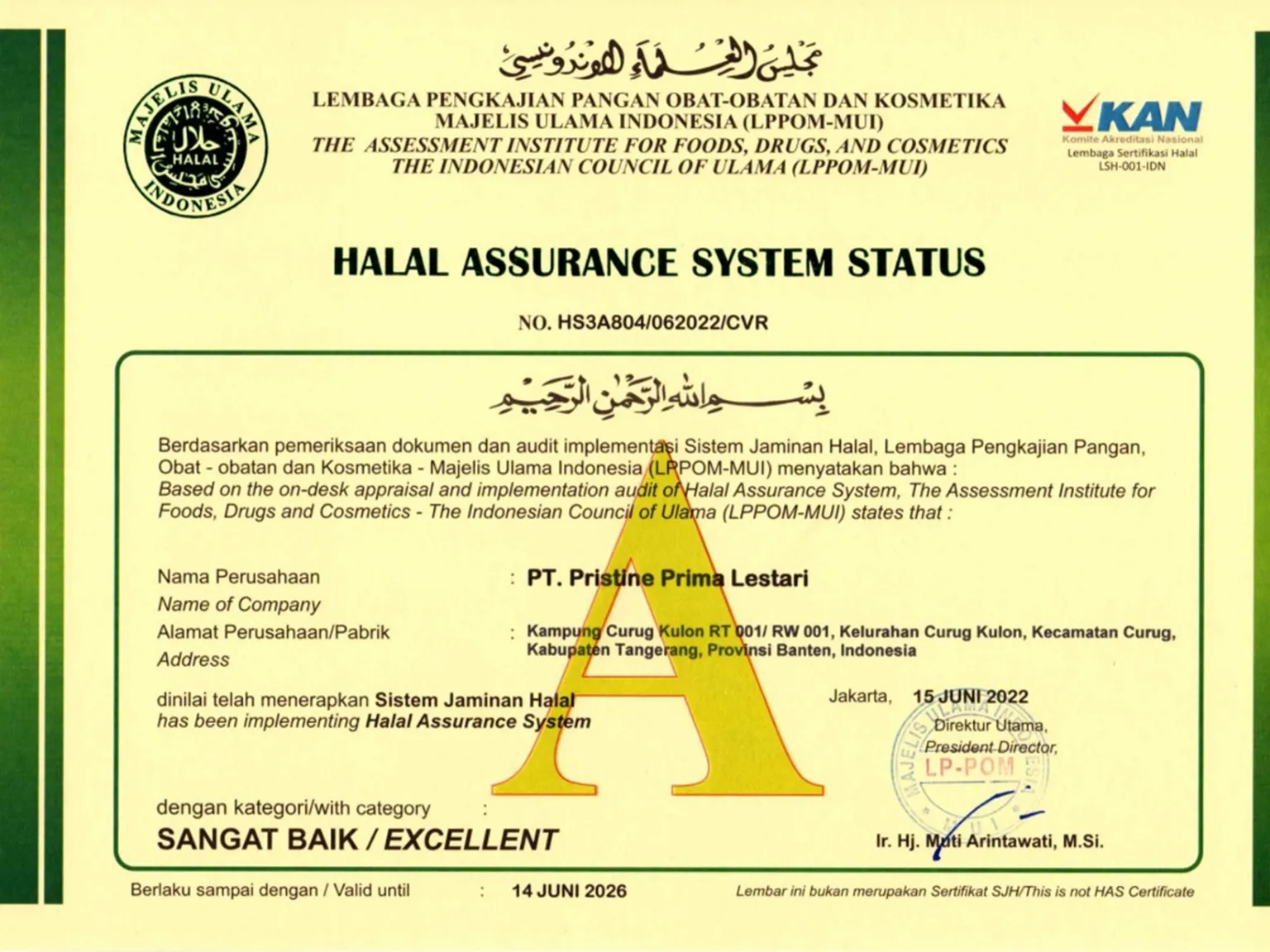 Sertifikat HALAL MUI
